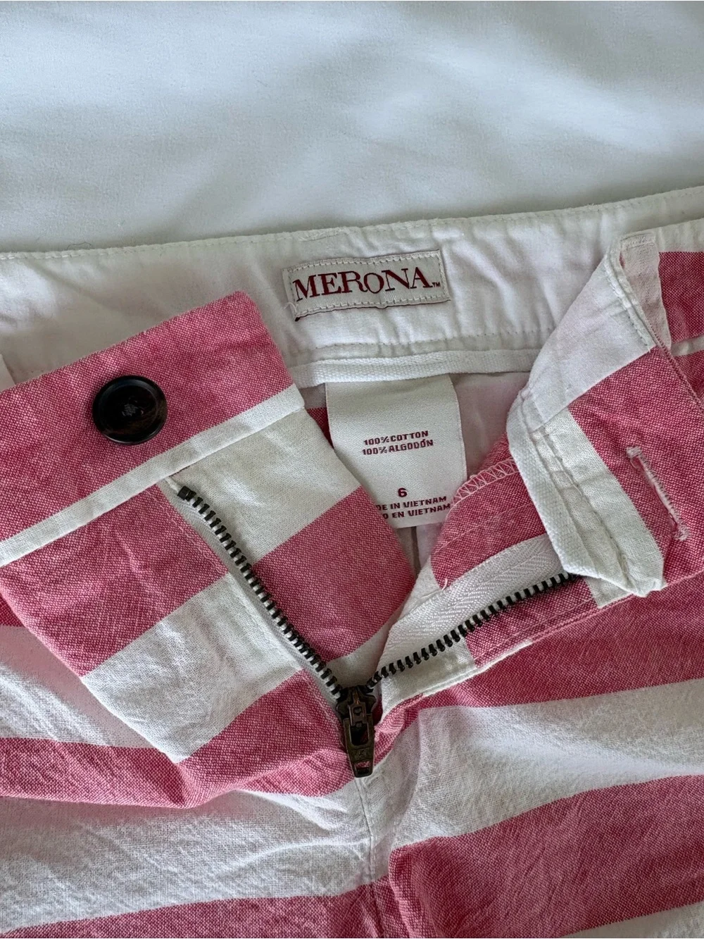 Merona Pink & White Horizontal Stripe Shorts